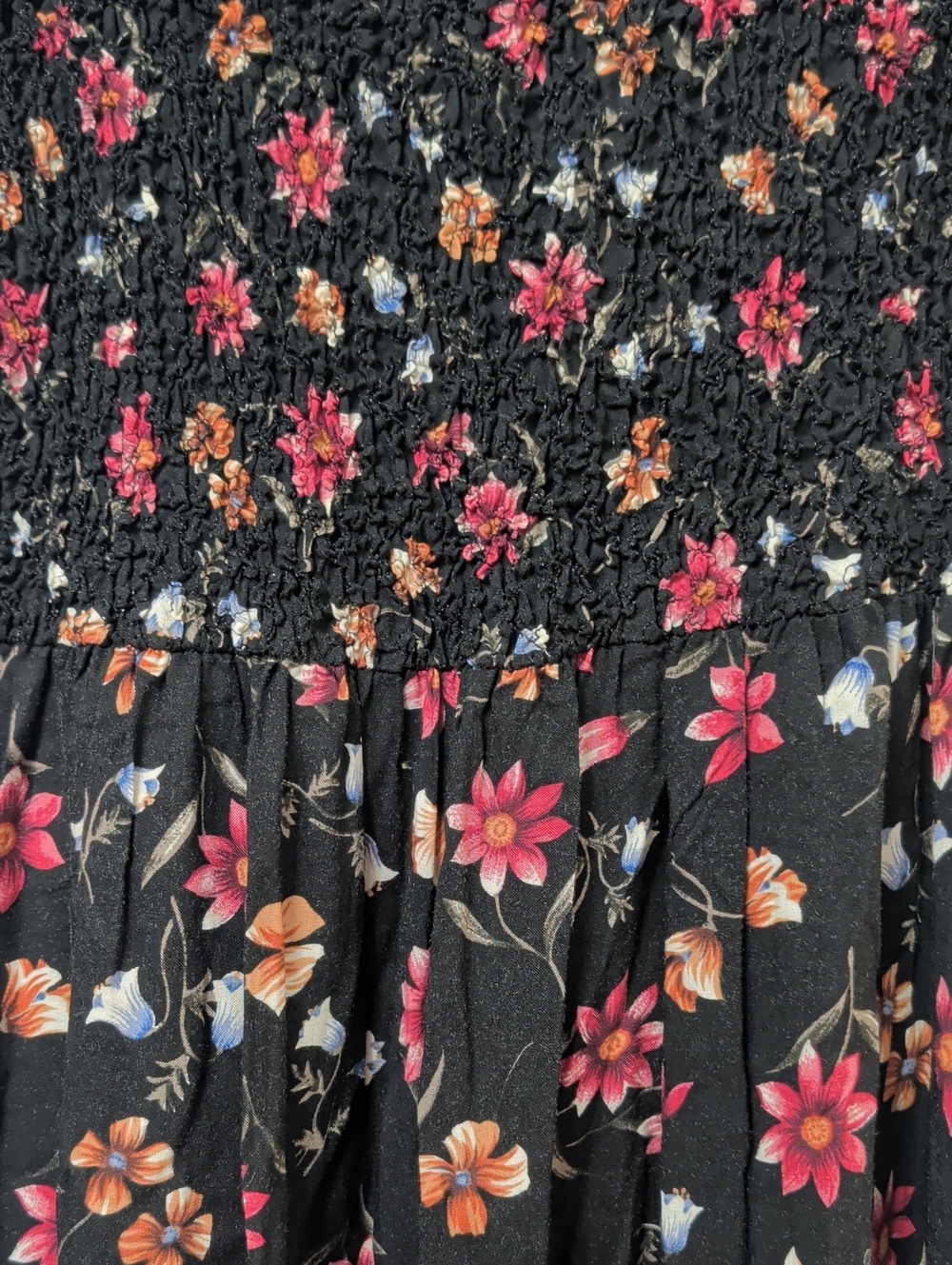 Vintage Petite Impressions Floral Smocked Bodice Midi Dress - Picture 5 of 6
